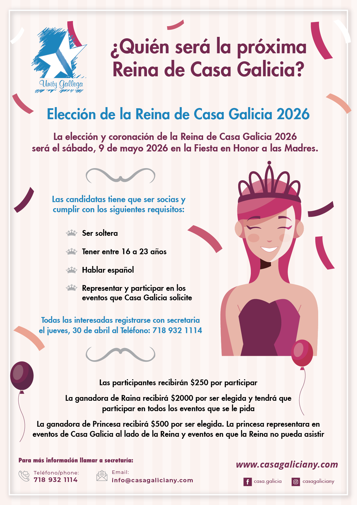 Elección de la Reina de Casa Galicia 2026